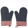 Guanti da forno in silicone resistenti al calore con polsini a quadri per cucinare. - 28*18 / Nero Pezzo Singolo