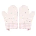 Guanti da forno in silicone dettaglio, guanti da cucina resistenti al calore con pois e quadri. - 28*18 / Bianco