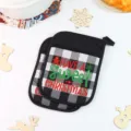 Set presine e guanto da forno scozzesi di Natale, attrezzo da cottura resistente al calore. - Lettera H