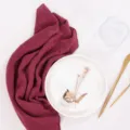 Wine red crumpled gauze napkin for wedding party, western table decoration and daily home use. - 32*32 / Burgundy