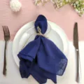 Dark blue wrinkled cloth napkin detail view for wedding party and western dining table decor. - 32*32 / Navy Blue