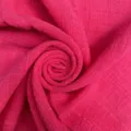 Close-up of bright pink wrinkled fabric napkin, textured spiral display for party table decor. - 32*32 / Rose Red