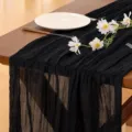 Black sheer cheesecloth table runner wedding party rustic decor lightweight boho fabric - Black