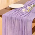 Purple cheesecloth table runner, rustic gauze crinkle wedding party decor variant. - Violet