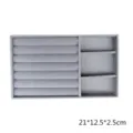 Graues Samt Schmuck Organizer Tablett mit Ring Ringen Fächern für Ohrringe und Ketten. - Halbe Steckplätze mit 3 Gitter / Grau