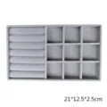 Grauer Samt Schmuckaufbewahrungseinsatz mit Ringhalter Fächern 21x12.5x2.5cm Organizer Box - Halbe Steckplätze mit 9 Gitter / Grau