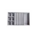 Grauer Samt Schmuck Organizer Schale mit Fächern für Ringe Ketten Ohrringe Ohrschmuck. - 3-in-1 Combo-Stil / Grau