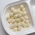 8-12mm perlmutt schimmernde runde acrylperlen diy schmuckzubehoer halsketten perlen - Gebrochenes Weiß