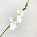 White artificial gladiolus flower 4-fork faux floral stem for home wedding decoration SKU - White