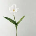 High quality artificial tulip flower single stem faux floral home hotel decor white - White