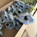 Artificial blue anemone flower single stem fake floral for home decor photography props. - Light Blue