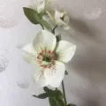 Artificial Christmas rose flower fake plant cream white stem home decor floral arrangement - Classic Mesh White