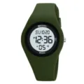 Montre de sport numérique en silicone vert étanche cadran rond montre bracelet casual homme - Vert Militaire