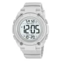 SKMEI men's digital sports watch with white resin strap, waterproof multifunctional design. - Gray