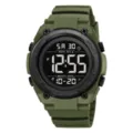SKMEI military digital watch, army green resin strap, men's waterproof sports watch - Army Green