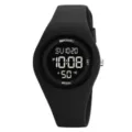 Montre numerique en silicone noir, cadran rond sportif avec design etanche pour usage quotidien. - Noir (Écran Noir)