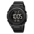 SKMEI waterproof digital sports watch for men with luminous display and multi-functions. - Black With Black Screen