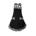 Vista dettagliata del bellissimo grembiule nero da donna con balze e fiocchi a quadri. - 68*80cm / Nero