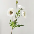 Fausse Fleur Coquelicot Blanche Tige Unique Soie Branche Pour Deco Maison Hotel - Blanc