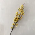 Artificial yellow berry branch decorative floral stem for home and wedding party decor. - Yellow