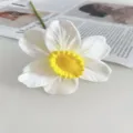 Artificial Daffodil Flower Single Fake Narcissus Plant Home Wedding Floral Arrangement White Yellow - White