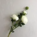 Artificial ranunculus single stem flower for home wedding decoration and photography props white. - White