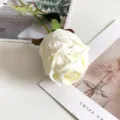French single-head artificial rose flower vintage faux floral home decor photography props. - White