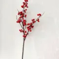 Artificial red berry branch fake winterberry floral stem for home wedding decoration - Red