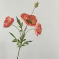 Fausse branche de coquelicot en soie artificielle pour decoration interieure maison hotel. - Orange