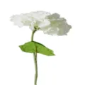 Artificial white hydrangea single stem flower with green leaf for wedding home decor - White