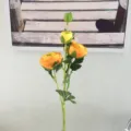 Artificial Ranunculus Single Branch Fake Flower Yellow Floral Home Decor Wedding Accent - Orange