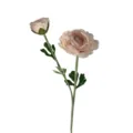 Artificial 2-head tea rose flower branch pink fake floral stem for home living room decor - Pink