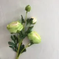 Artificial ranunculus single stem fake flower light green home wedding decor var - Green
