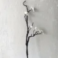 Artificial white peach blossom branch silk flower home decor for living room design. - White