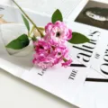 Artificial Multi-Head Rose Flower Branch Silk Fake Floral Wedding Home Photography Prop - Rose Red