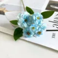 Artificial blue multi-head rose flower bouquet for wedding party photography props decor - Blue