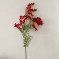 Artificial plush flower branch fake mimosa floral home wedding decoration ornament - Red