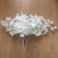 White artificial eucalyptus leaves 5 forks 20 heads fake plant for home indoor decor - White