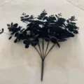 Black artificial eucalyptus leaves, 5 forks 20 heads fake plant for home decor interior. - Black
