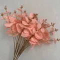Artificial eucalyptus leaves 5 fork 20 head fake plants pink home room wall decor - Pink