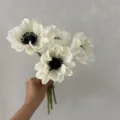 Nordic white artificial Iceland poppy flower single piece, realistic PU floral decor for home. - White