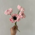 Nordic style pink artificial poppy flower bouquet for indoor dining table decoration - Pink