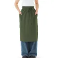 Grembiule da cucina vintage in cotone verde scuro con tasche per cottura e lavoro. - 128*71 / Verde militare