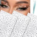 Face rhinestone stickers eye gems crystal body glitter makeup face jewels set with tweezers - Clear Rhinestone (C) / Clear