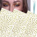 Gold face rhinestone stickers set with tweezers, crystal gems for eye body festival makeup. - Gold Rhinestone (D) / Gold