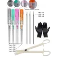 Juego de herramientas de piercing de acero inoxidable estéril de 9 piezas con guantes - Kit de Herramientas de Piercing (E) / Colores Mezclados (E)