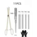 Stainless steel body piercing kit including piercing needles, clamp and gloves for safe use. - Piercing Tool Kit (D) / Mixed Colors (D)