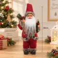 Figurine Père Noël de 30cm de haut décoration de table festive pour la fête de Noël - Style A (Manteau Rouge Avec Fausse Fourrure)