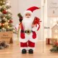 Figurine Père Noël 30cm décoration de table de fête ornement de Noël ambiance festif - Style C (Manteau Rouge Avec Boîte Cadeau)