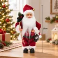 Simpatica statuetta di Babbo Natale decorazione da tavola festa natalizia 30cm - Stile F (Con Lanterna e Sacchetto Regalo)